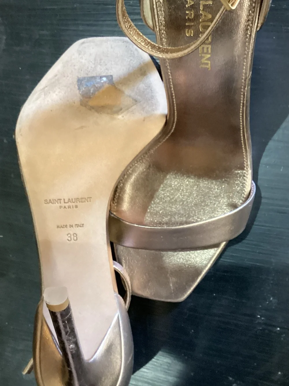 Saint Laurent Bronze Metallic Strappy Heels - Picture 3 of 6